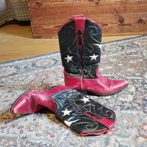Red leather cowgirl boots women's size 7.5
